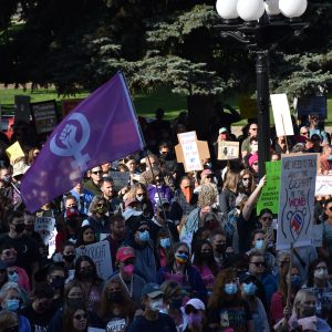 Womxn’s March Denver on the steps of the Colorado State Capitol.
